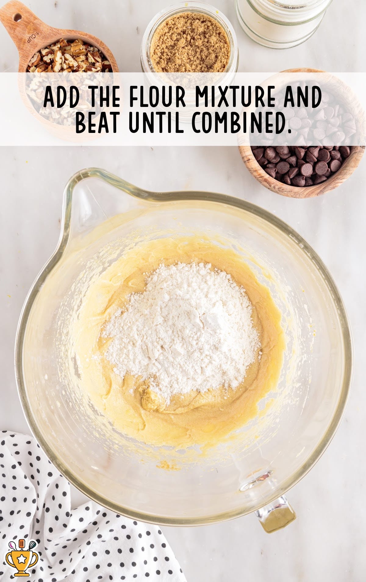 flour mixture added in a bowl