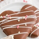 Chocolate Covered Peanut Butter Hearts on a plate