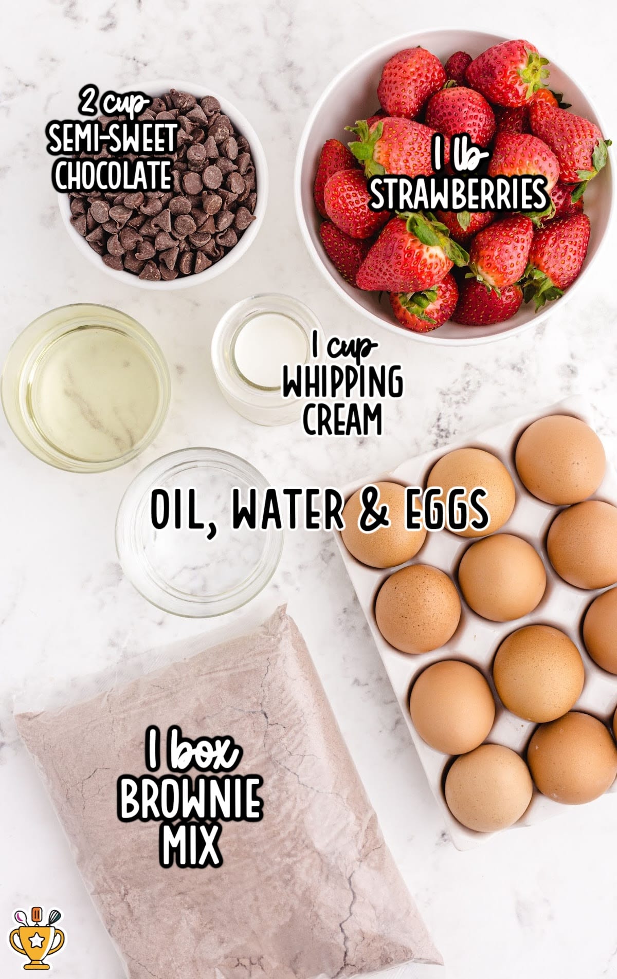 ingredients for making Chocolate Covered Strawberry Brownies