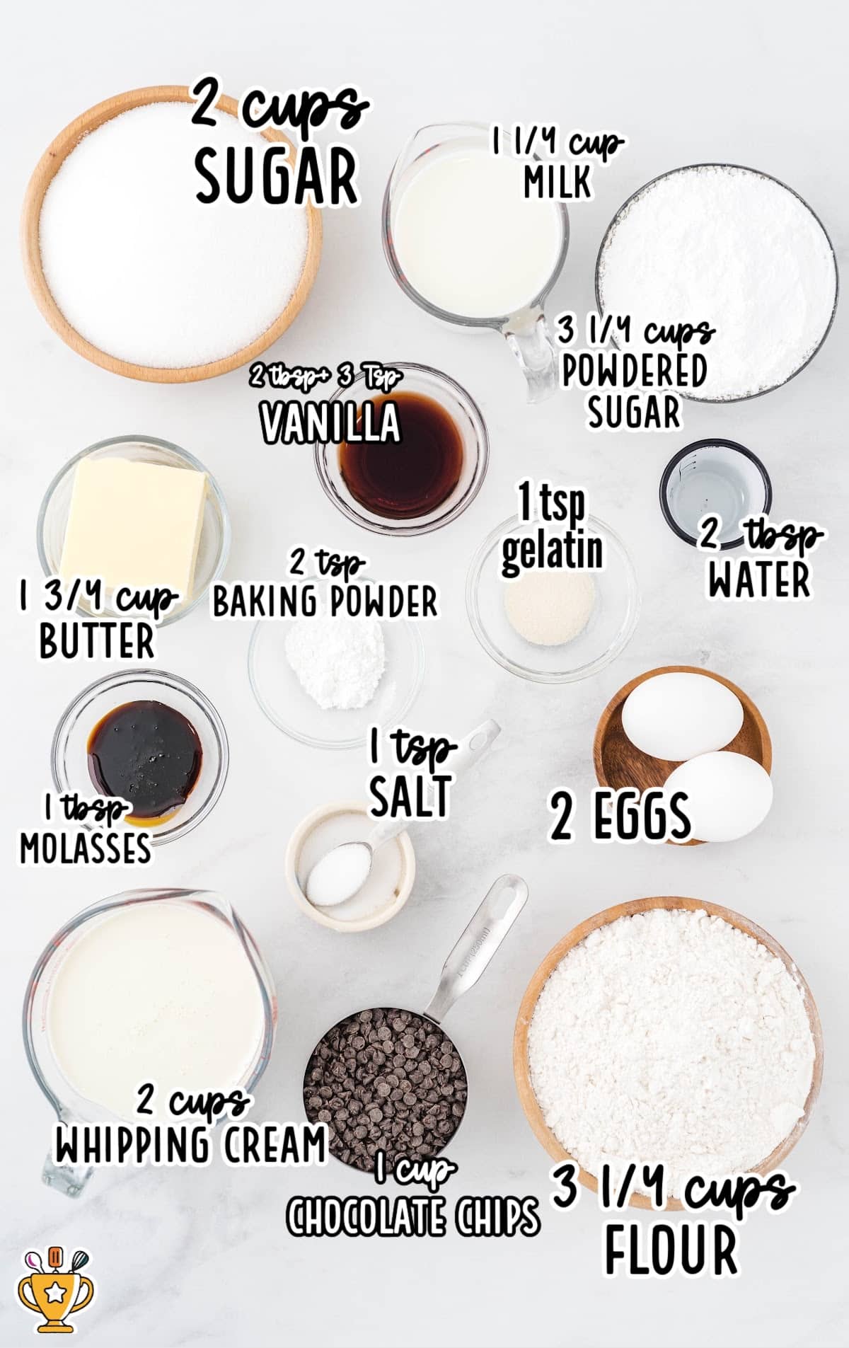 ingredients for making Cookie Dough Cupcakes