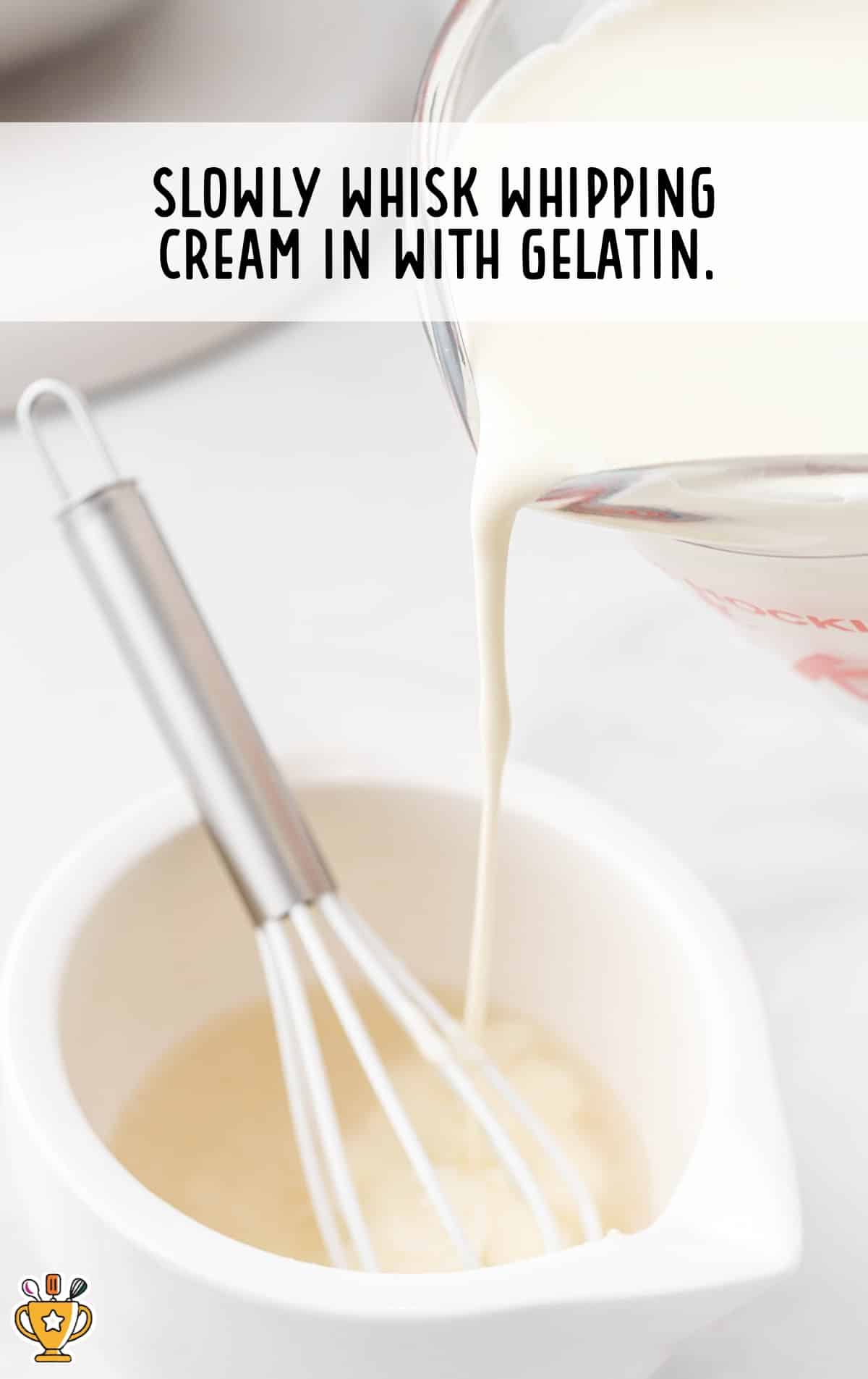 whisking whipping cream in with gelatin