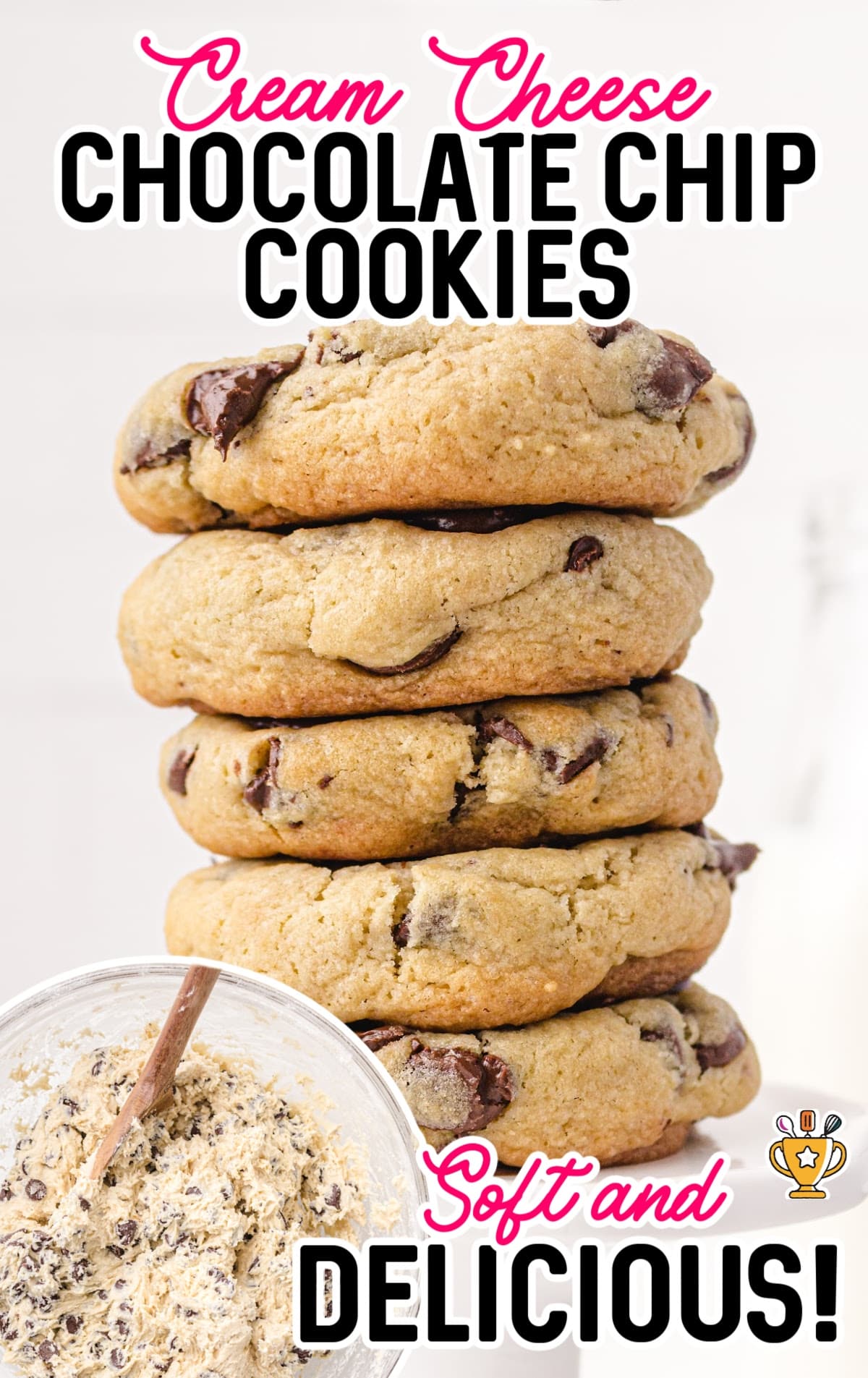 a stack of Cream Cheese Chocolate Chip Cookies