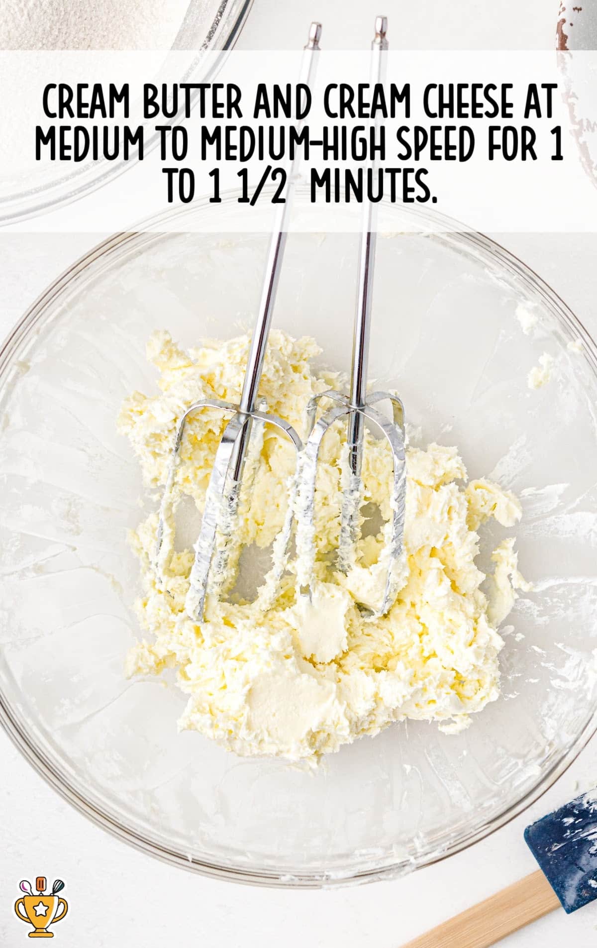 cream butter and cream cheese added in a bowl