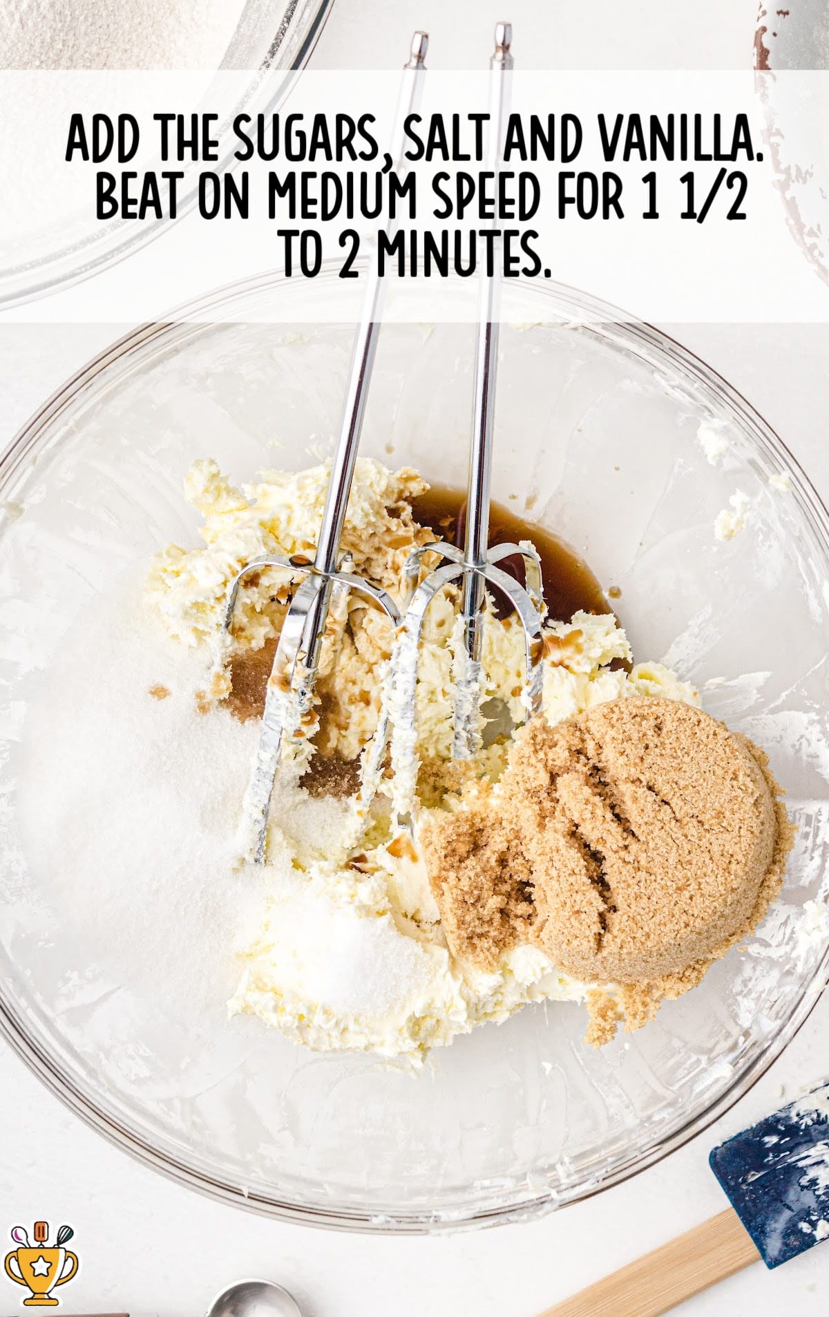 sugar, salt and vanilla added in a bowl