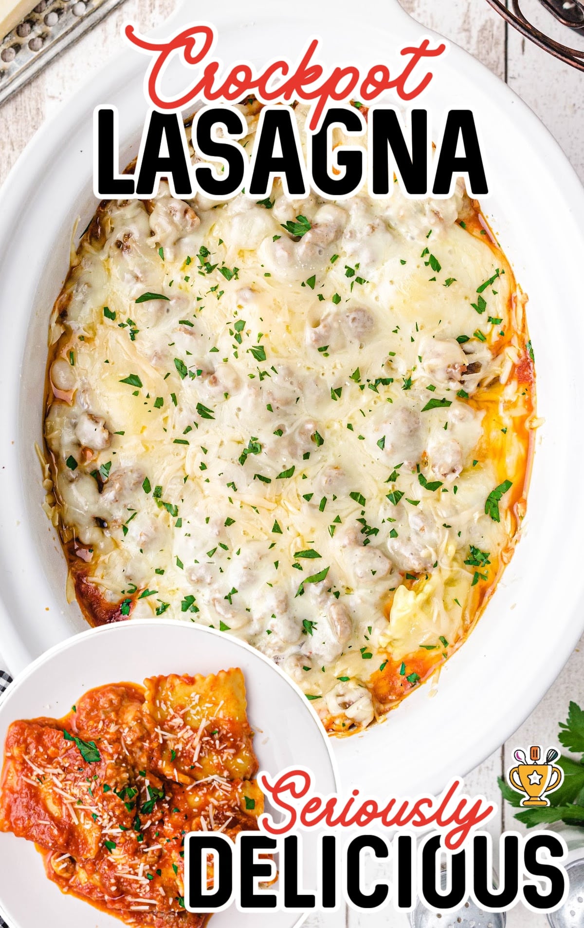 Crockpot Lasagna in a crockpot