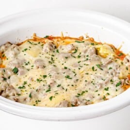 Crockpot Lasagna in a crockpot