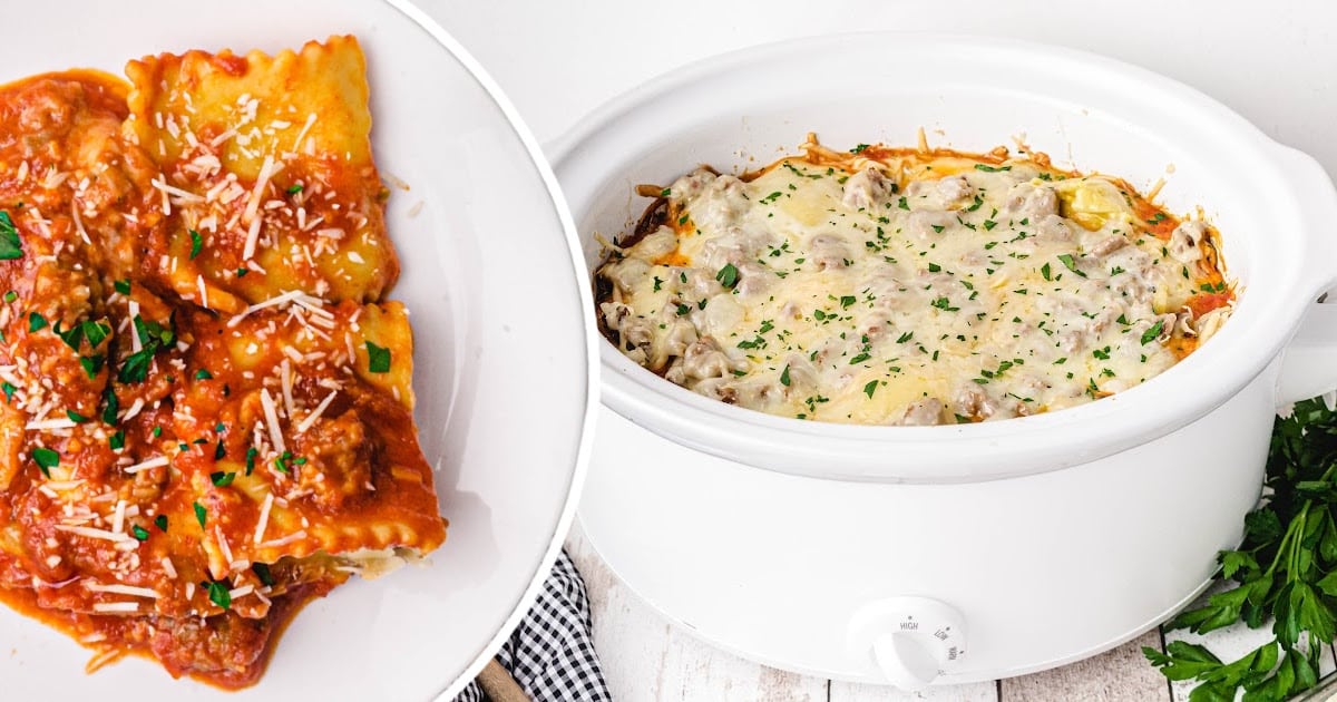 Crockpot Lasagna in a crockpot