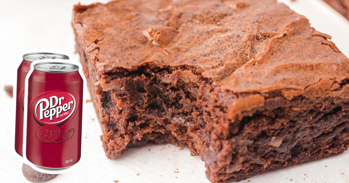 a Dr Pepper Brownie with a bite on it
