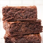 A stack of three Dr Pepper Brownies.