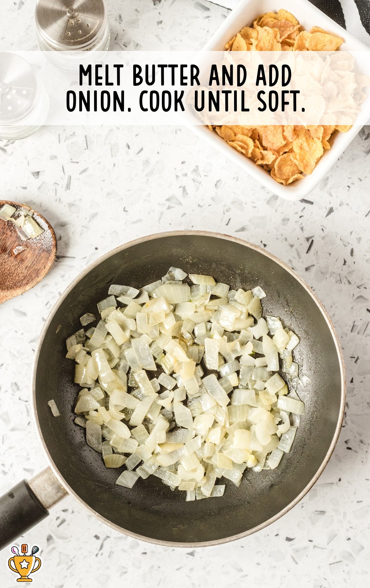 butter melted and onion added