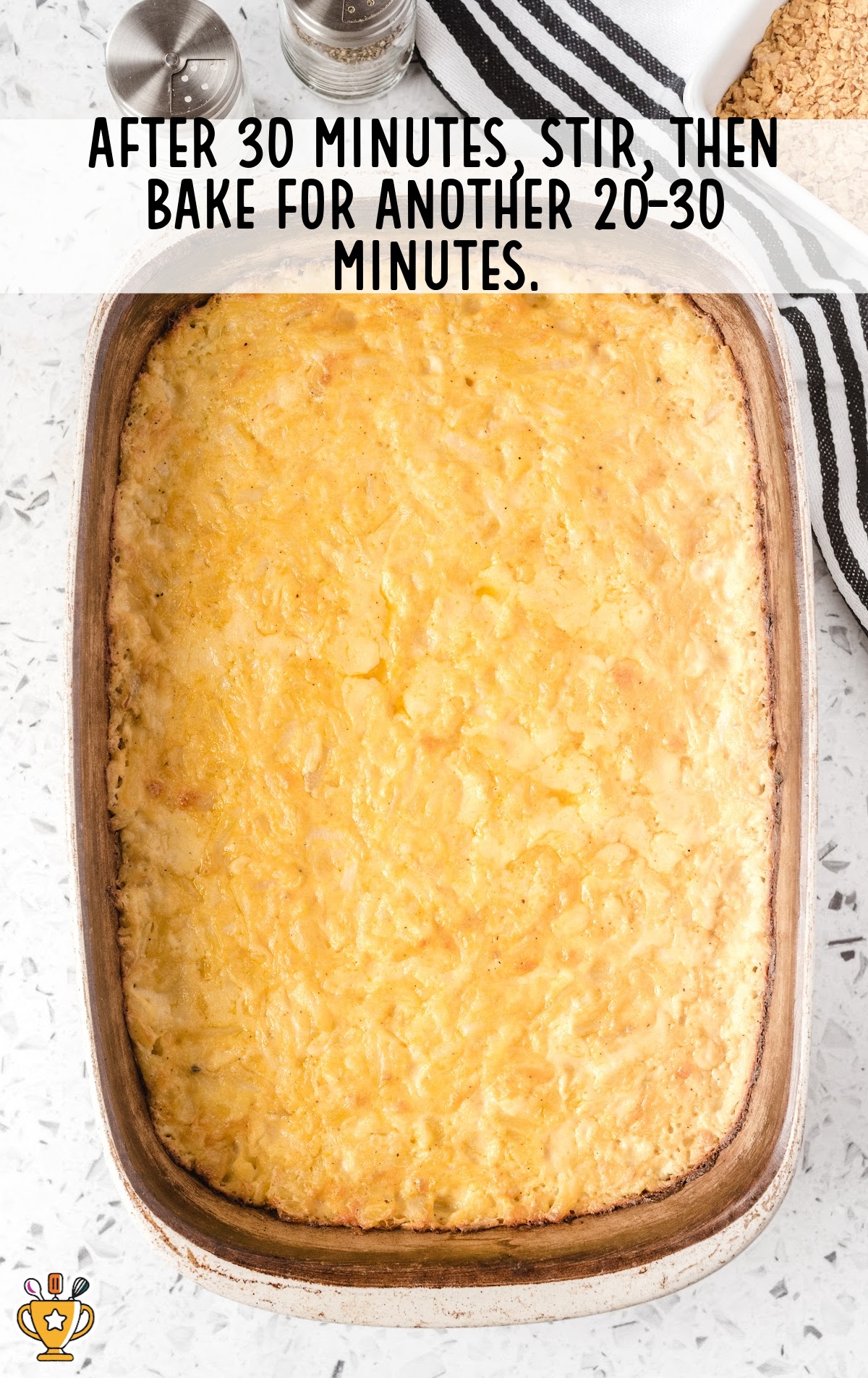 Funeral Potatoes in a baking pan