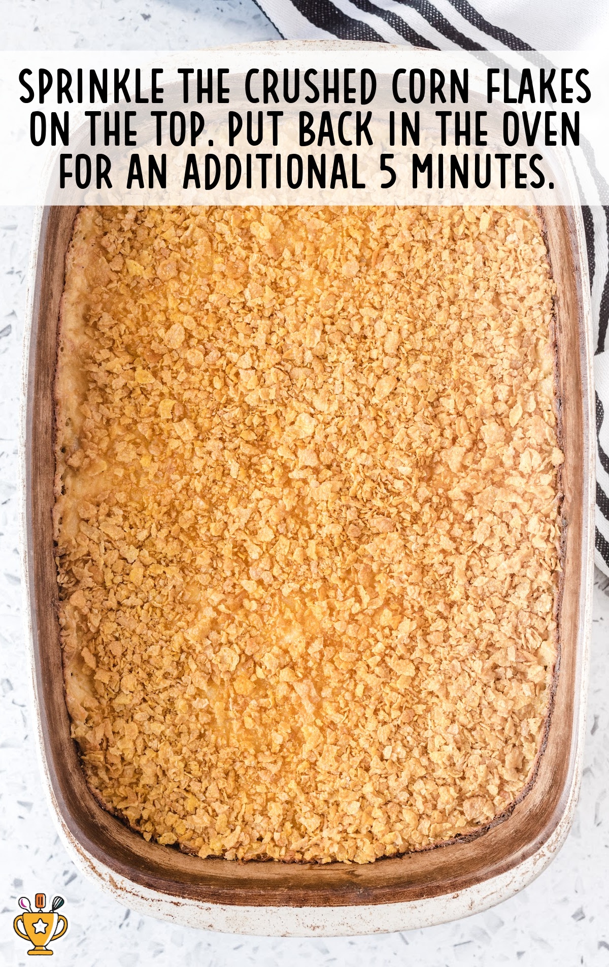 crushed corn flakes sprinkled on the top