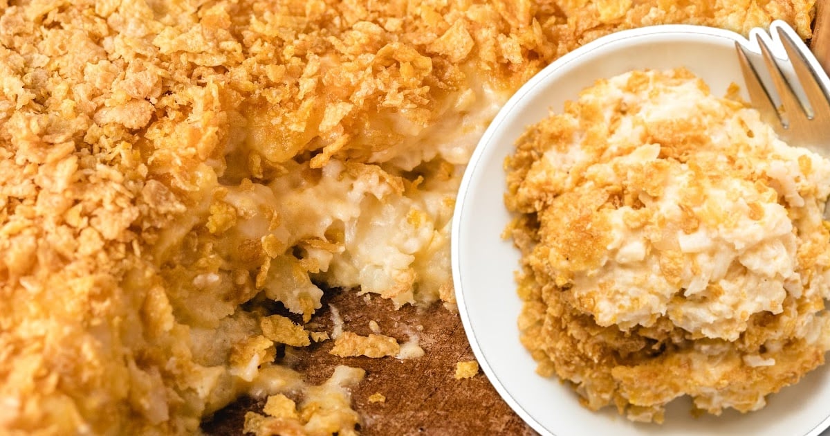 Funeral Potatoes on a plate