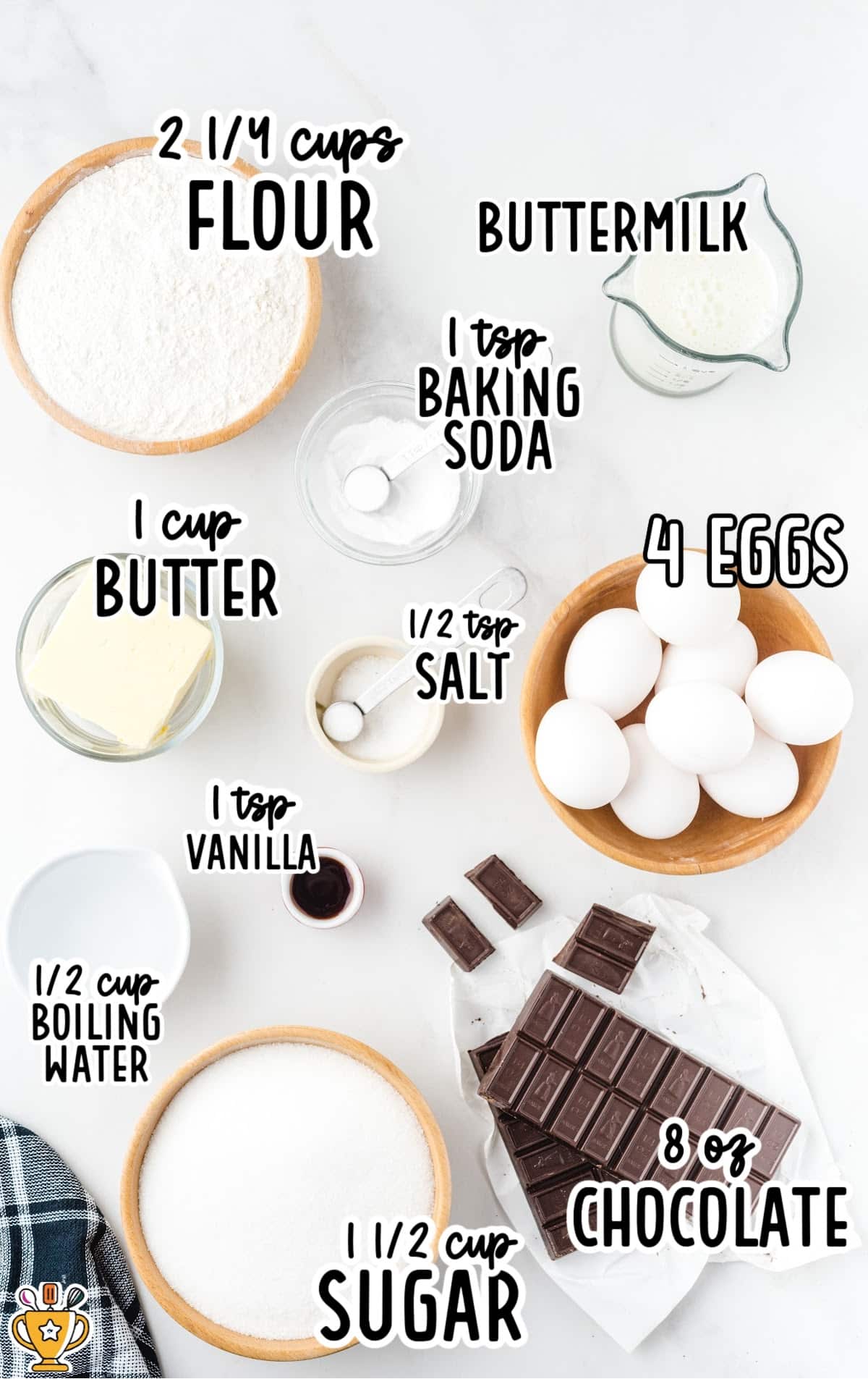 ingredients for making German Chocolate Cake