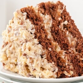 a slice of German Chocolate Cake on a dessert plate