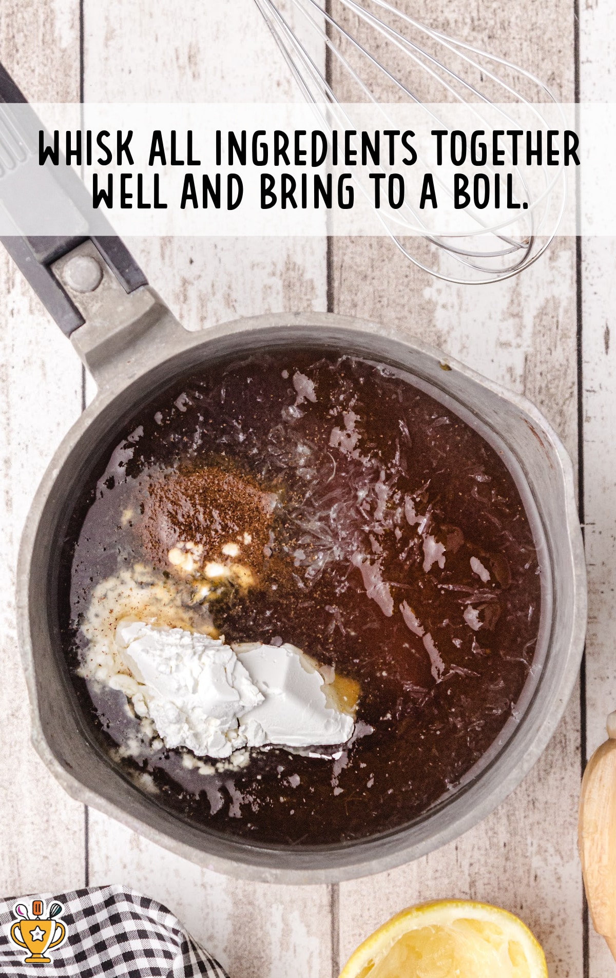 whisking all the ingredients together in a pan