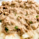 Hamburger Gravy with mashed potatoes