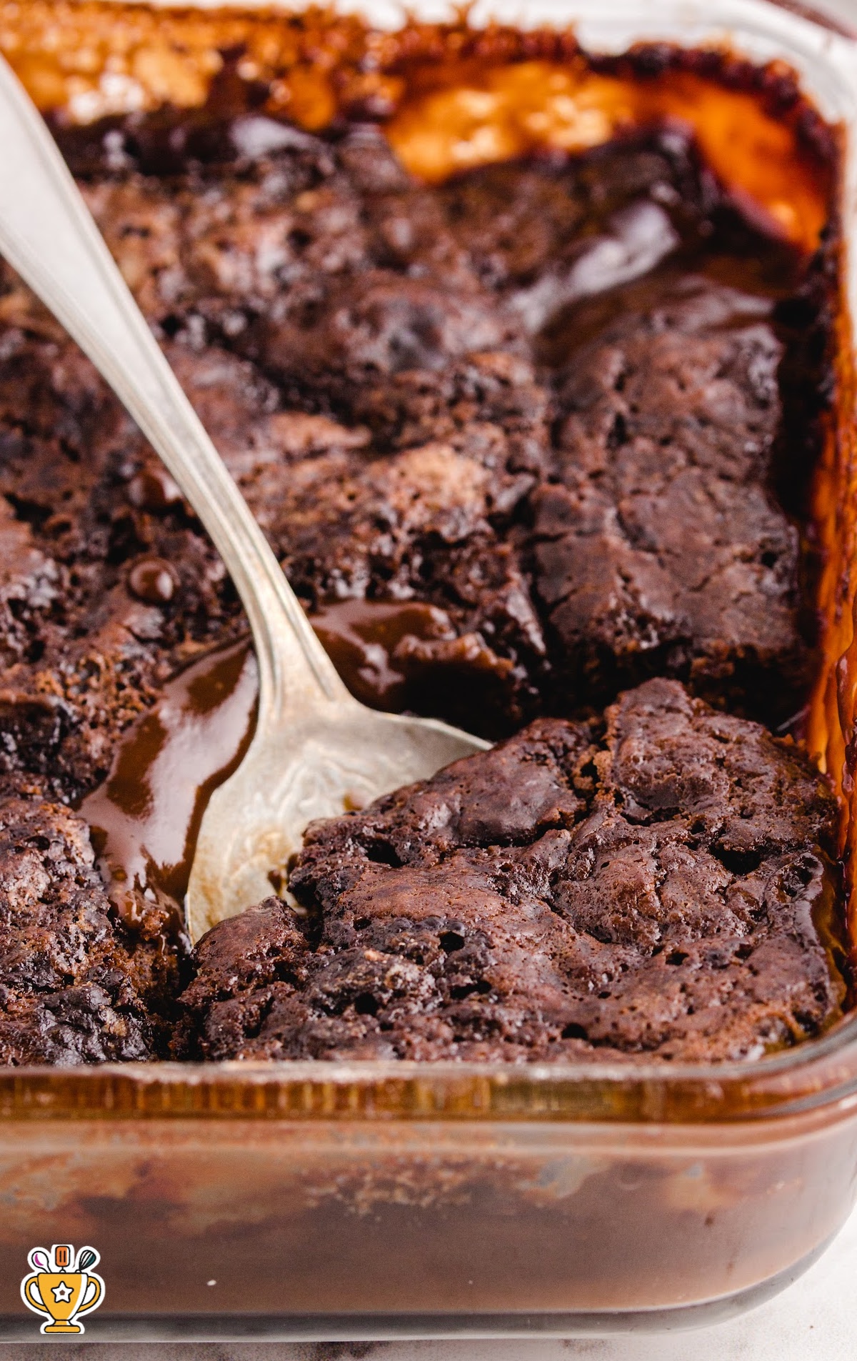 Hot Fudge Sundae Cake in a baking tin