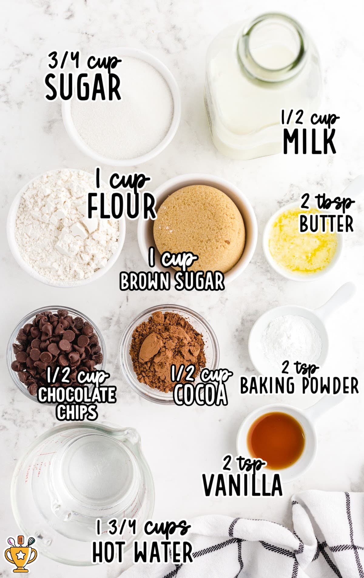 ingredients for making Hot Fudge Sundae Cake