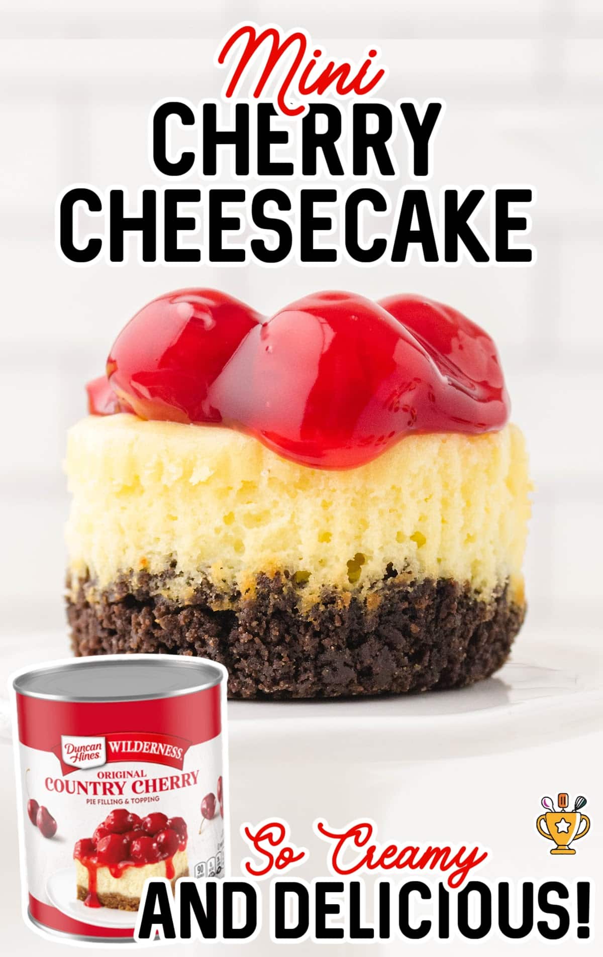 a Mini Cherry Cheesecake on a plate