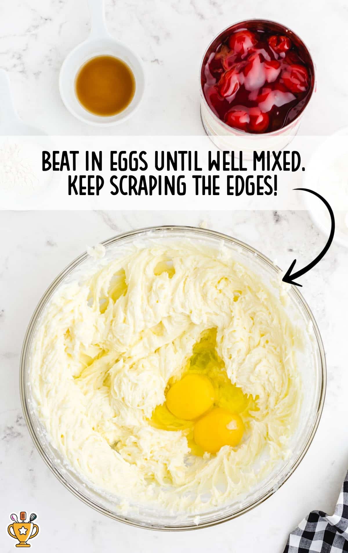 eggs beaten in the bowl of mixture