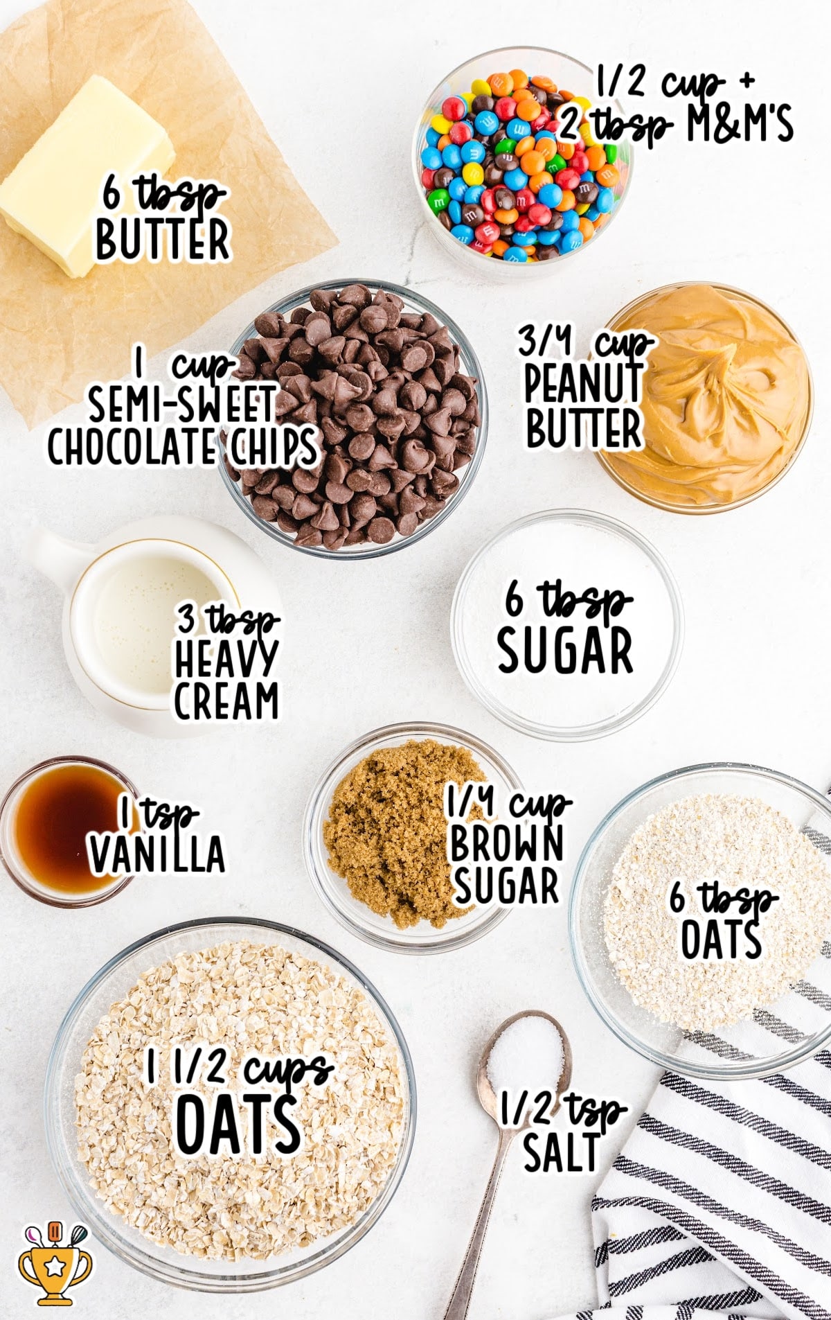 ingredients for making No Bake Monster Cookies