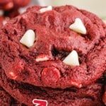 a stack of Red Velvet Cookies on a plate