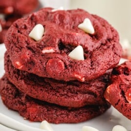 a bunch of Red Velvet Cookies on a plate