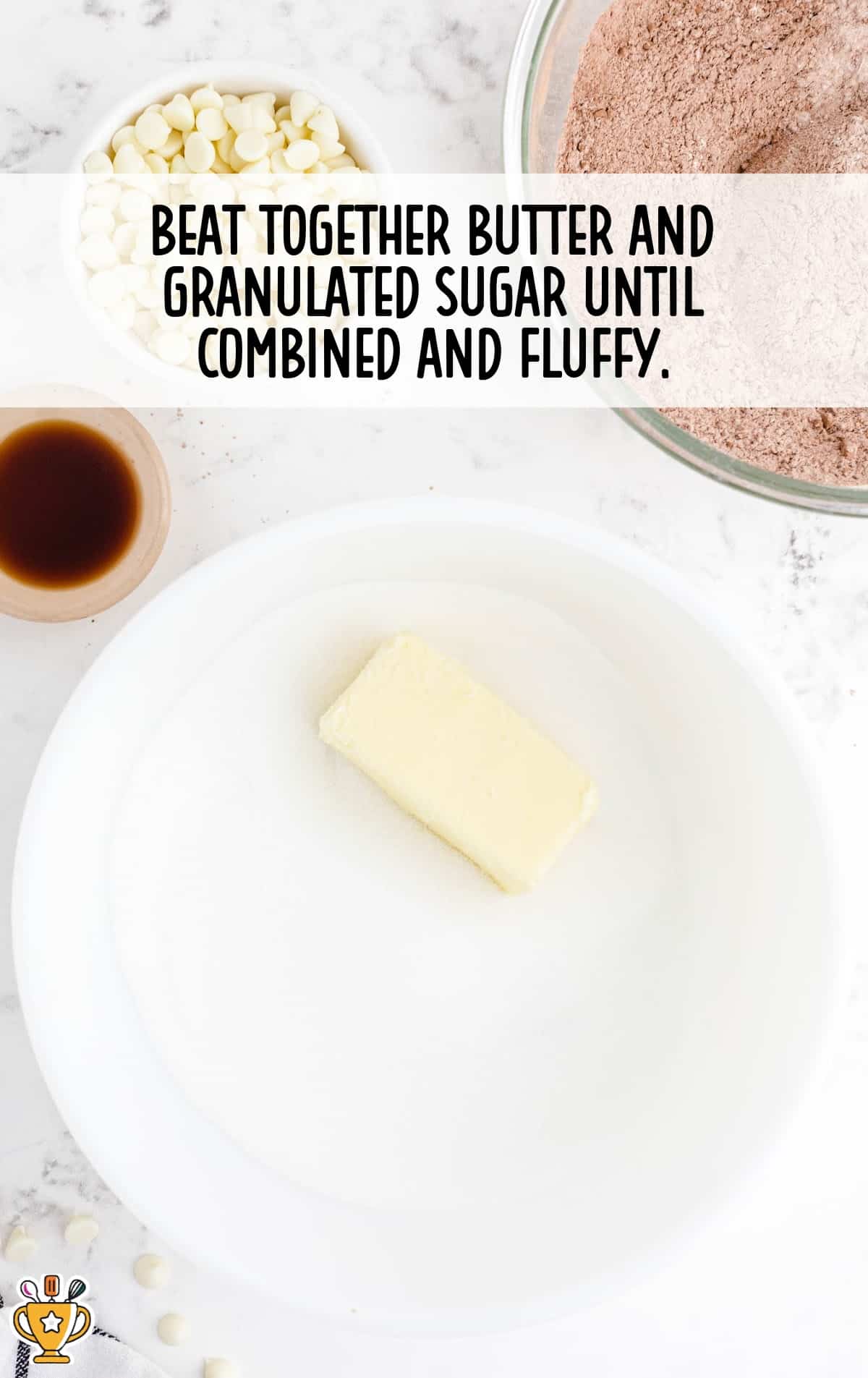 butter and sugar beaten together in a bowl