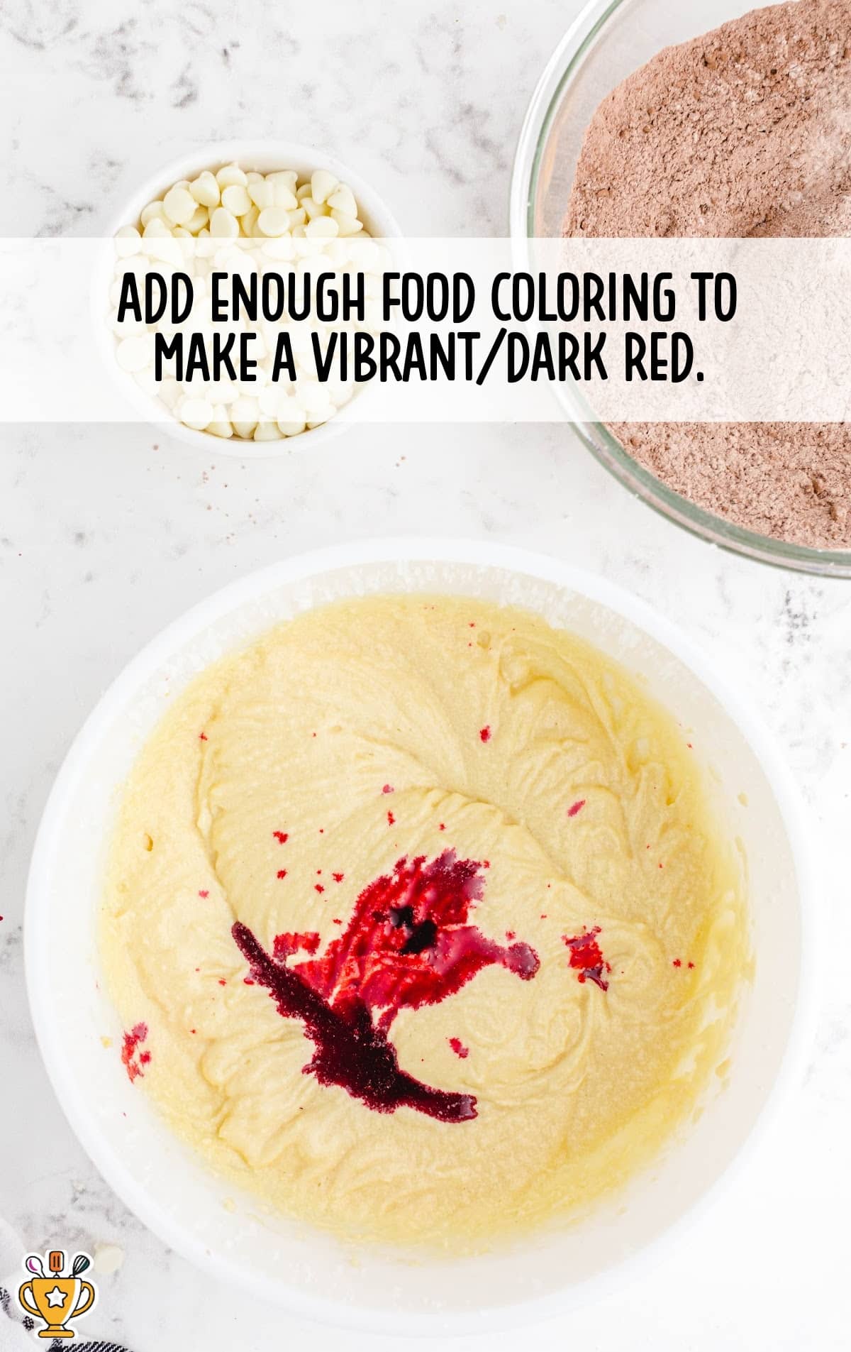 food coloring added in a bowl of mixture