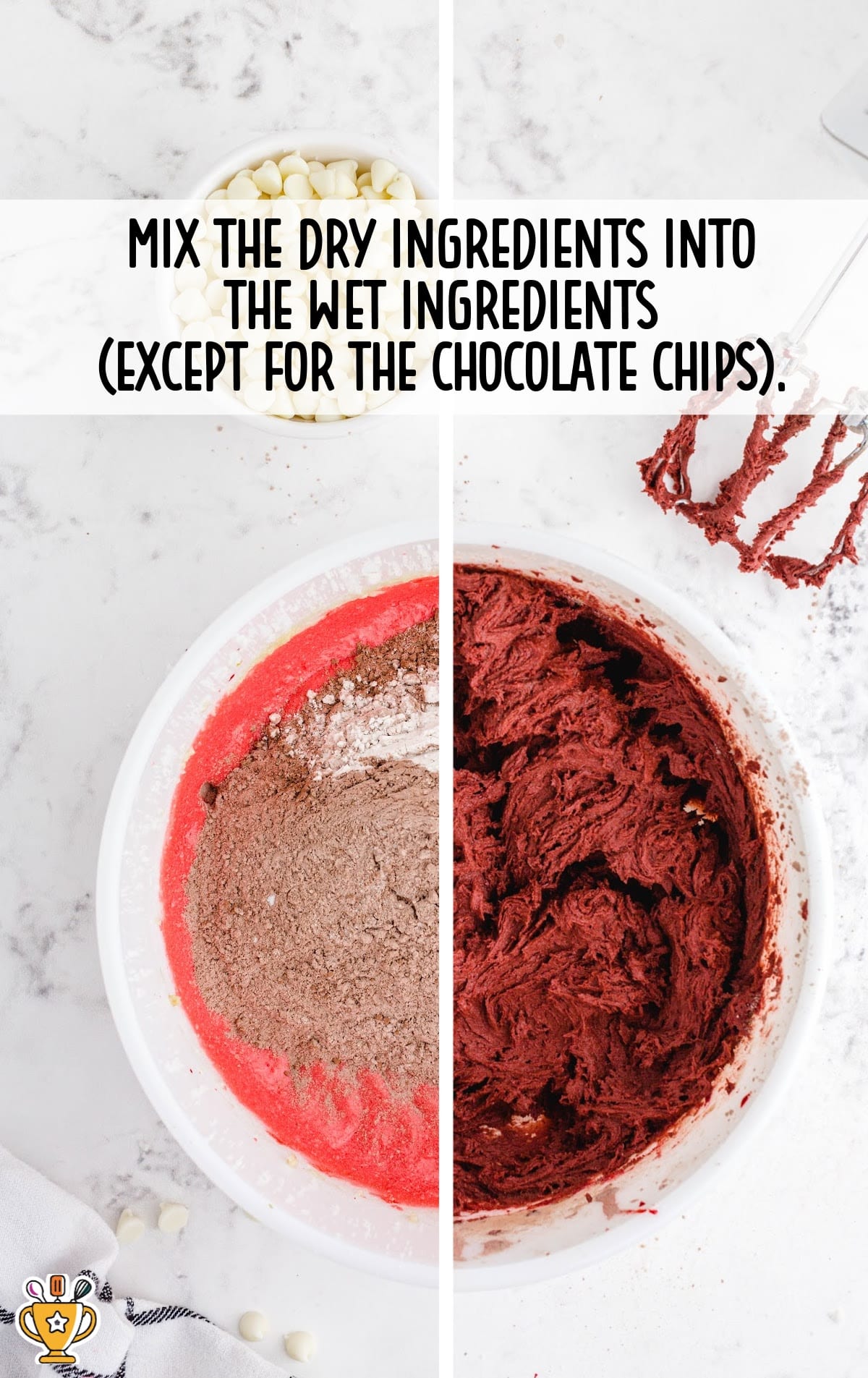 mixing dry ingredients into the wet ingredients