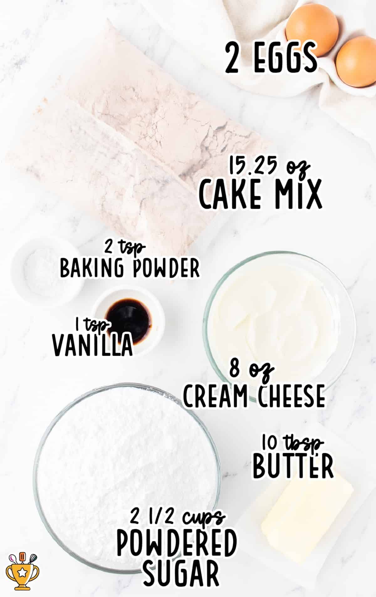 ingredients for making Red Velvet Cream Cheese Cookies