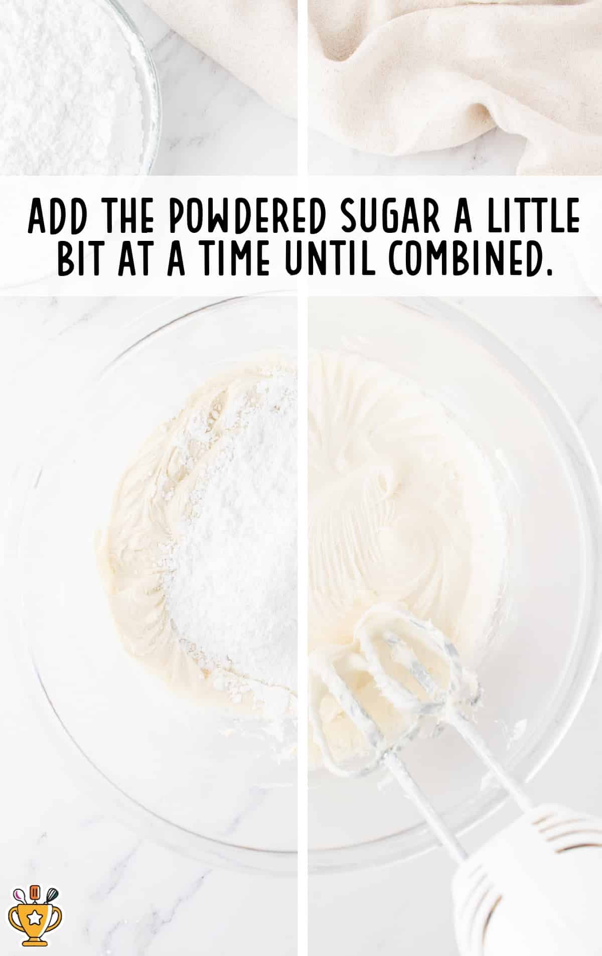 powdered sugar added in a bowl