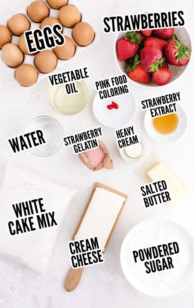 ingredients for making Strawberry Cake