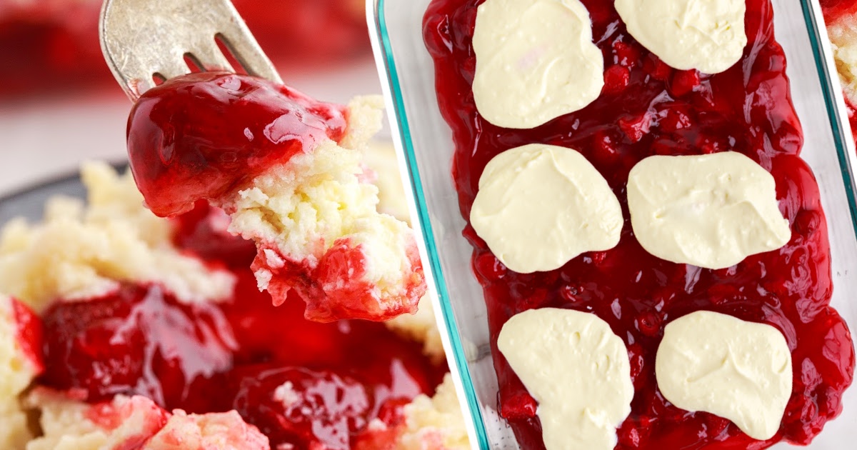 Strawberry Cheesecake in a baking pan and a fork holding some of it