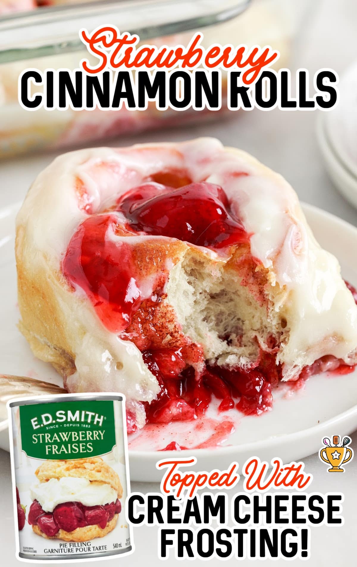 a Strawberry Cinnamon Roll on a plate