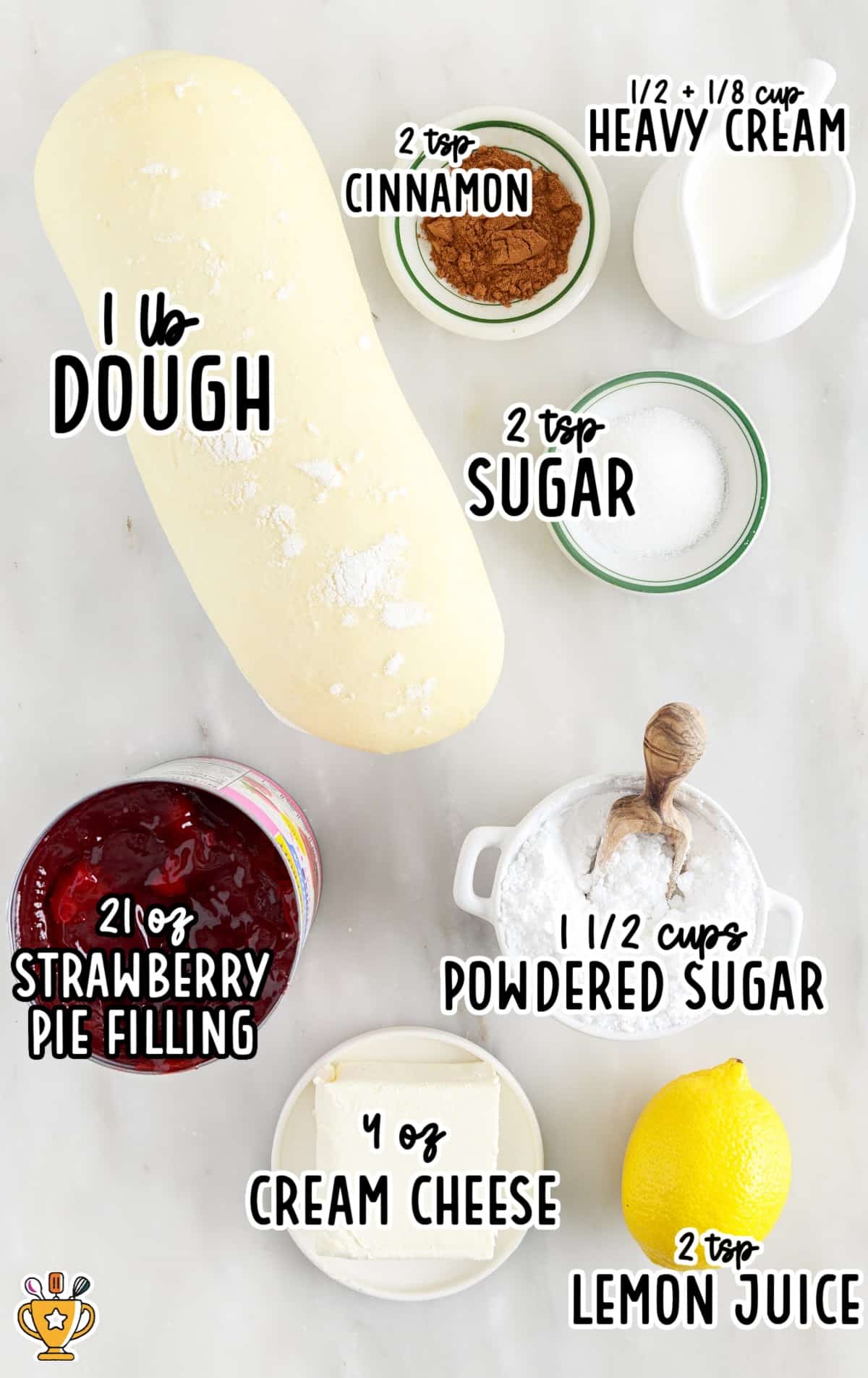 ingredients for making Strawberry Cinnamon Rolls