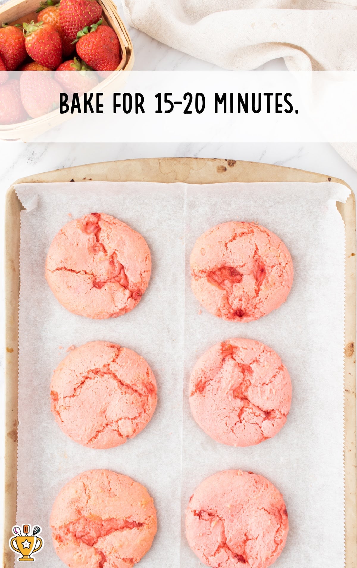 baked Strawberry Cookies with Cream Cheese Frosting