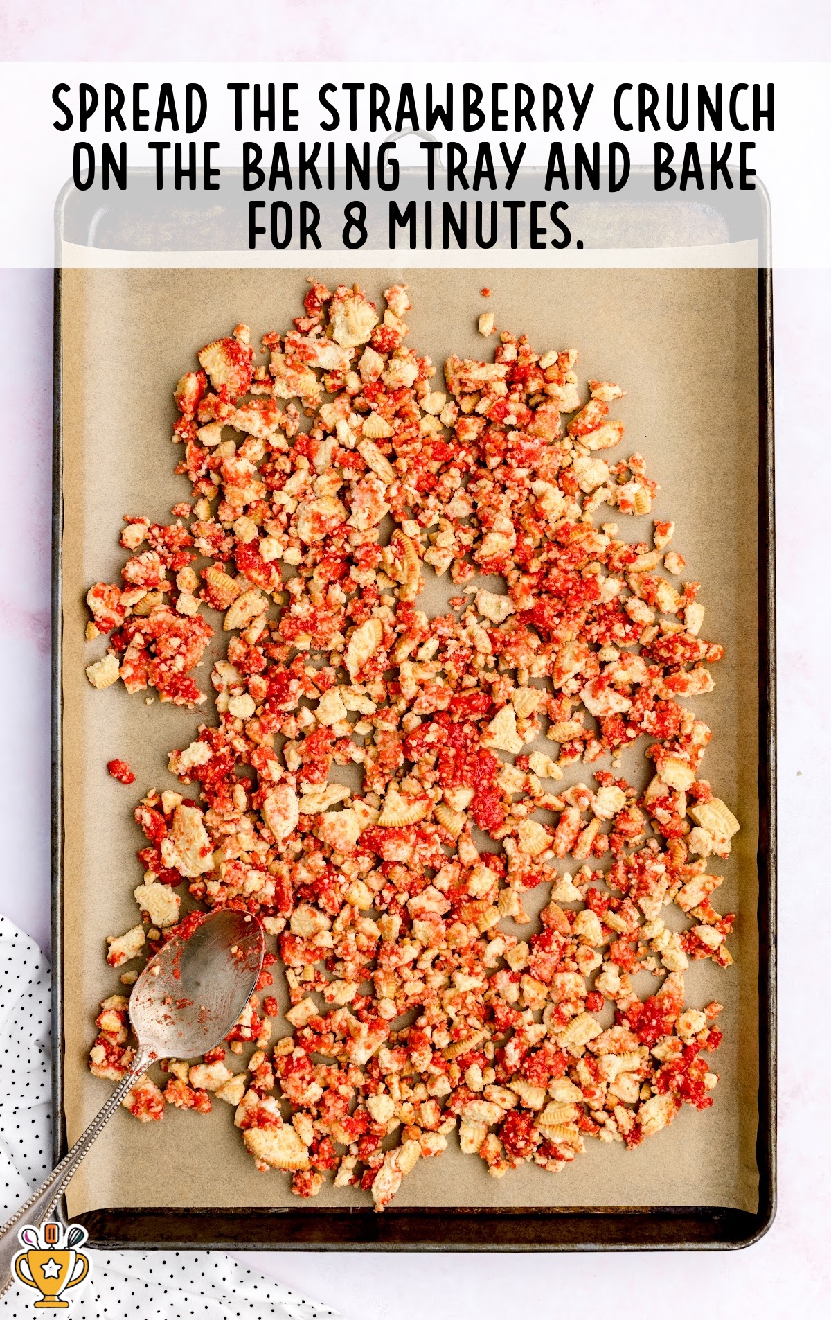 strawberry crunch on a baking tray