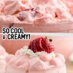 Strawberry Fluff in a bowl and in a glass