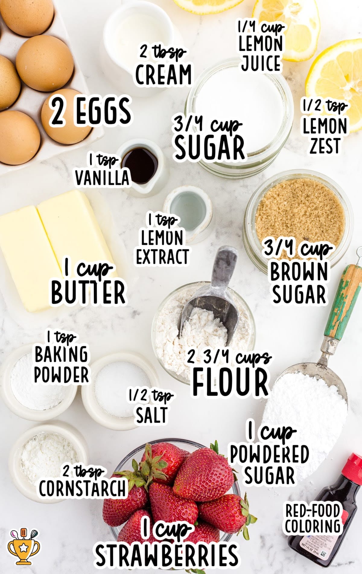 ingredients for making Strawberry Lemon Blondies