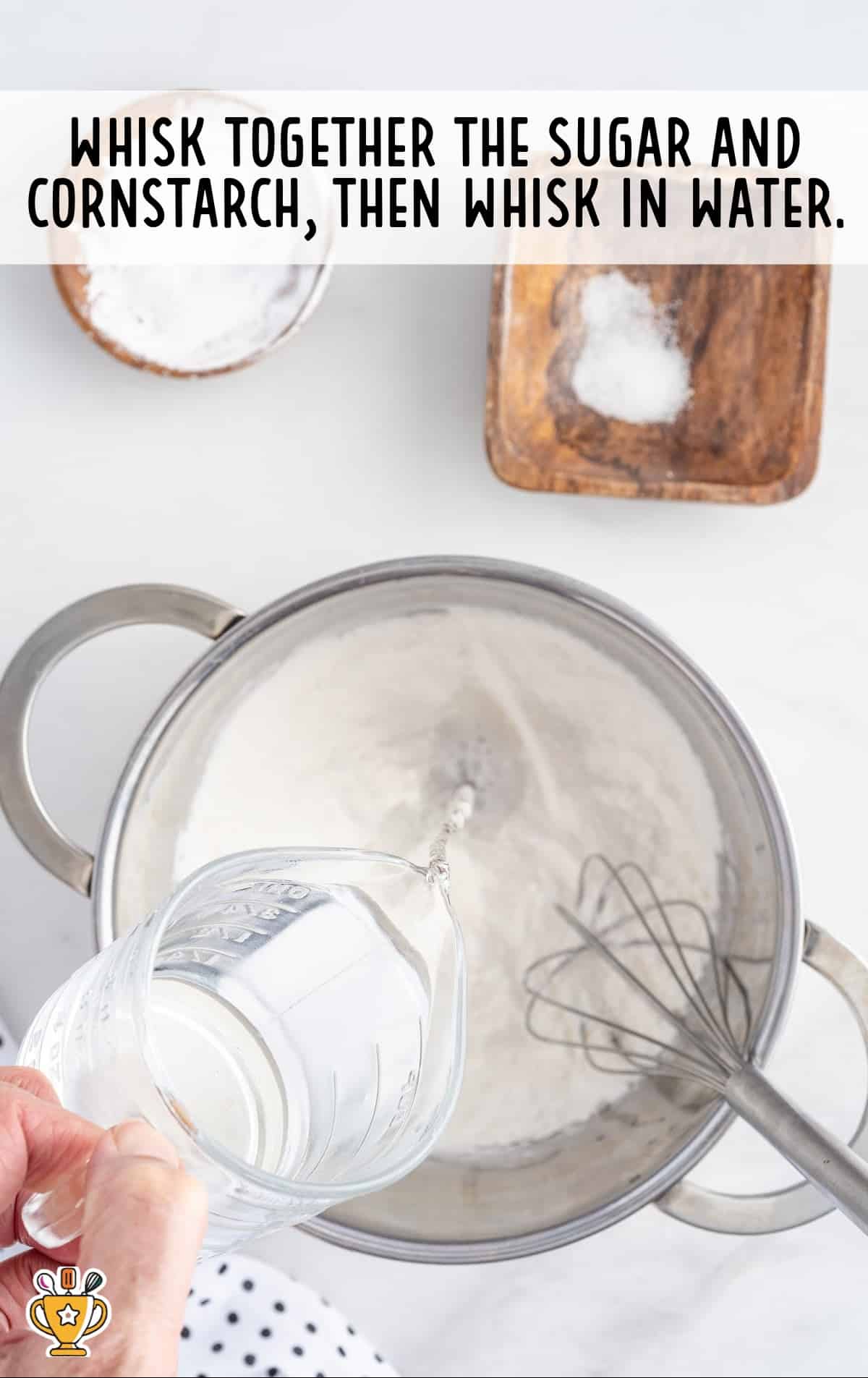 sugar and cornstarch mixed in a pan