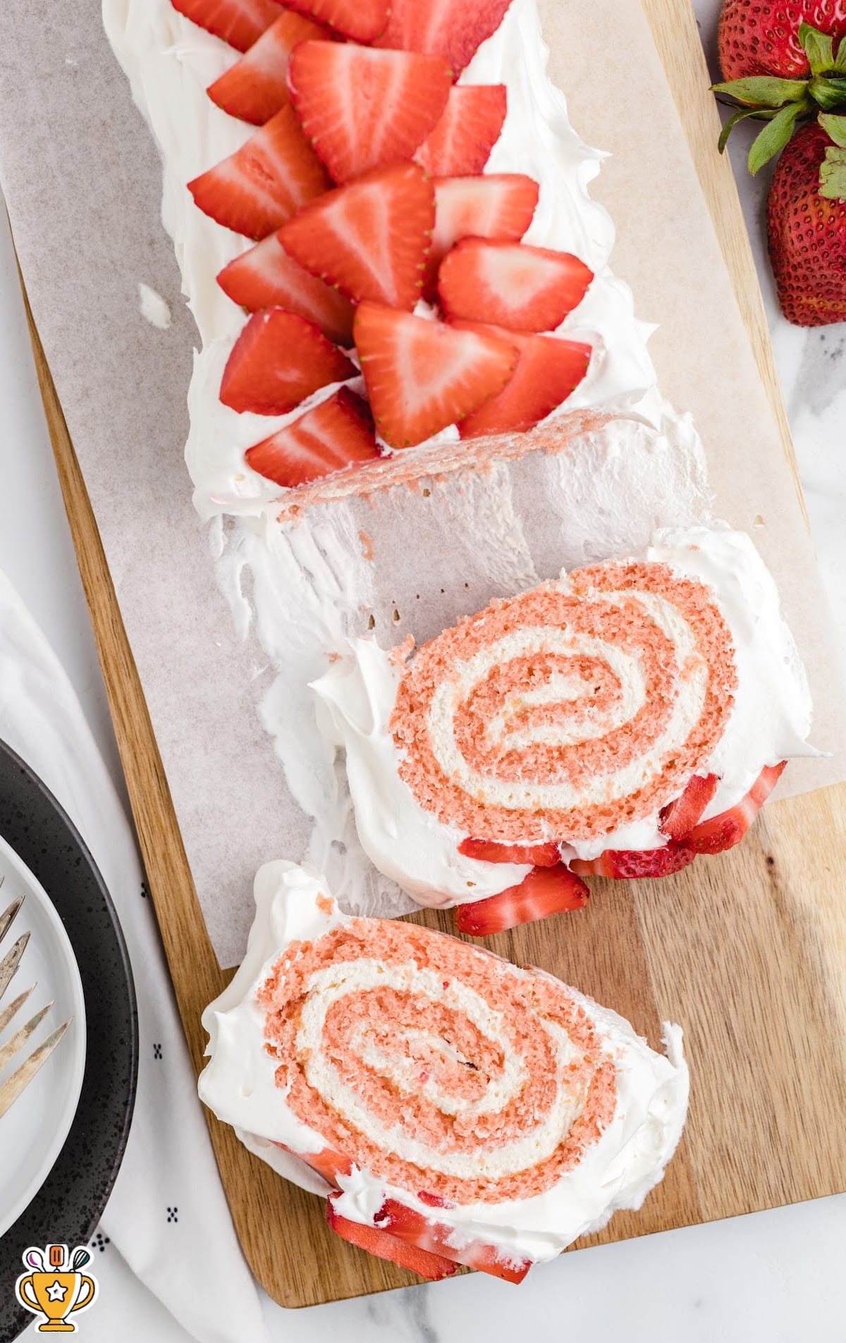 two slices of Strawberry Roll Cake