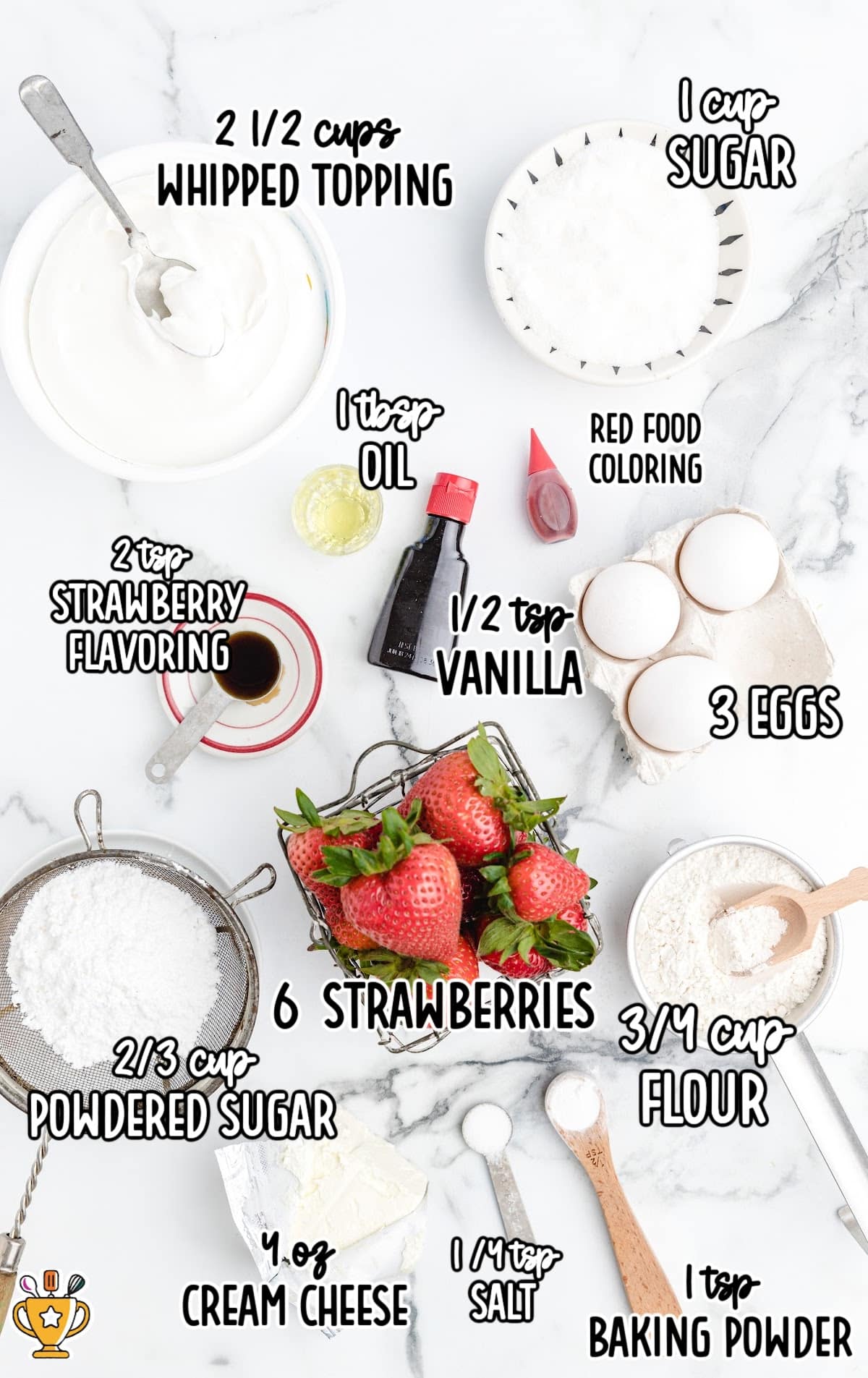 ingredients for making Strawberry Roll Cake
