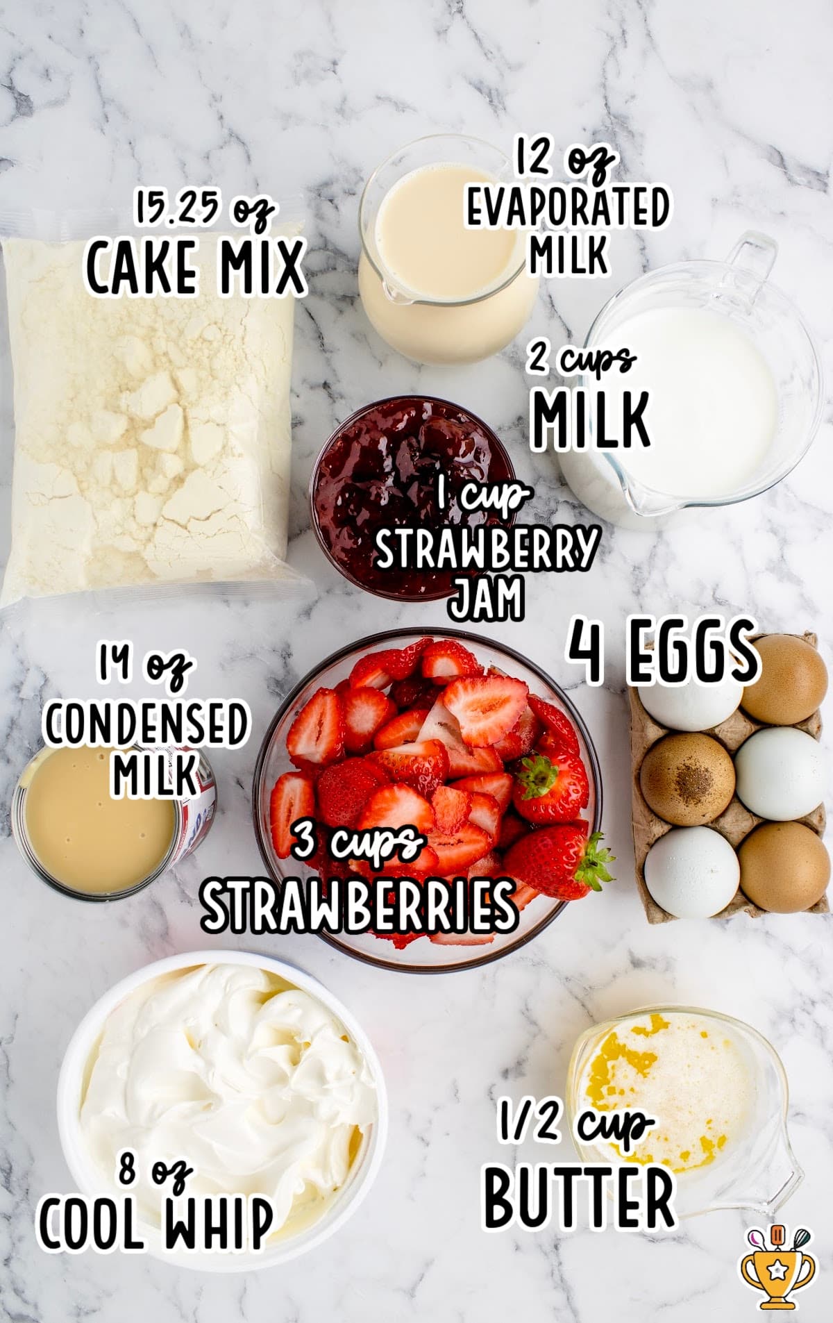 ingredients for making Strawberry Tres Leches Cake