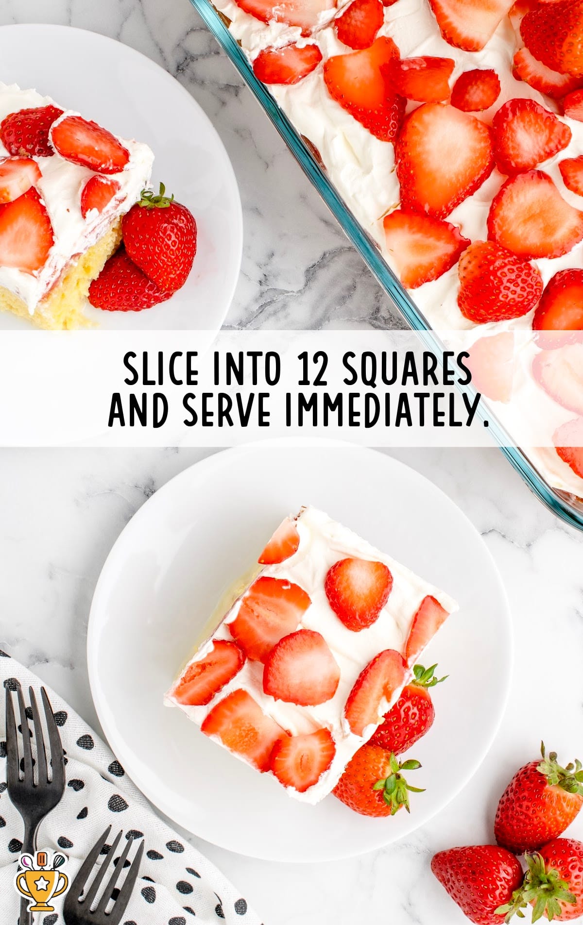 pieces of Strawberry Tres Leches Cake on plates