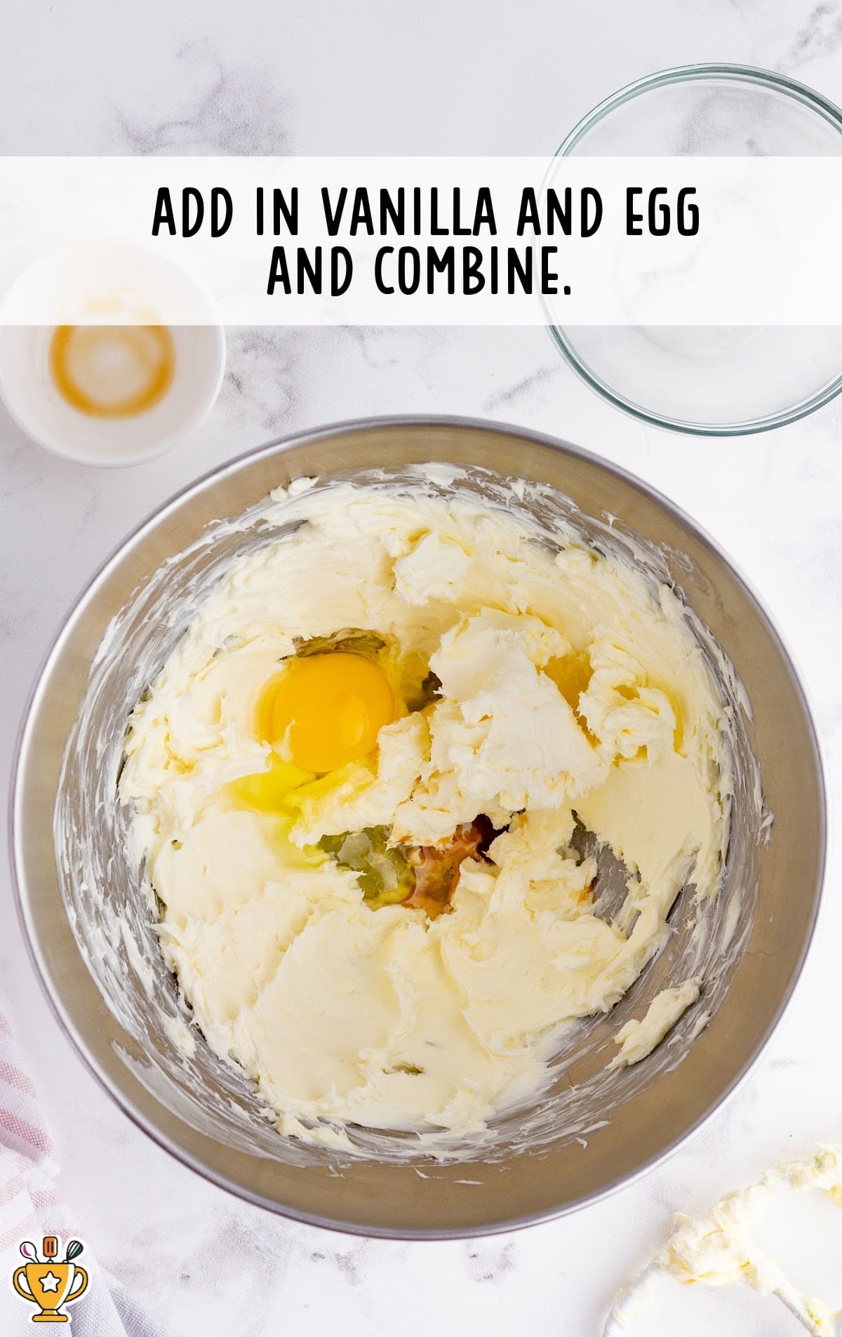 The eggs are mixed into the batter.