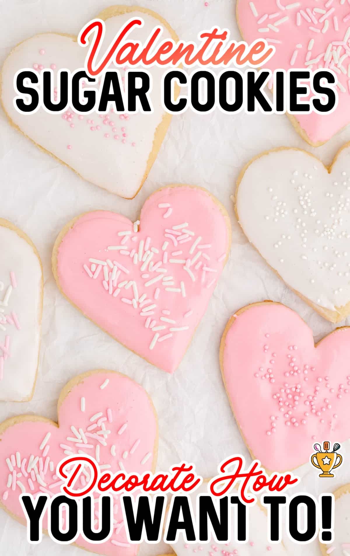 a bunch of Valentine Sugar Cookies