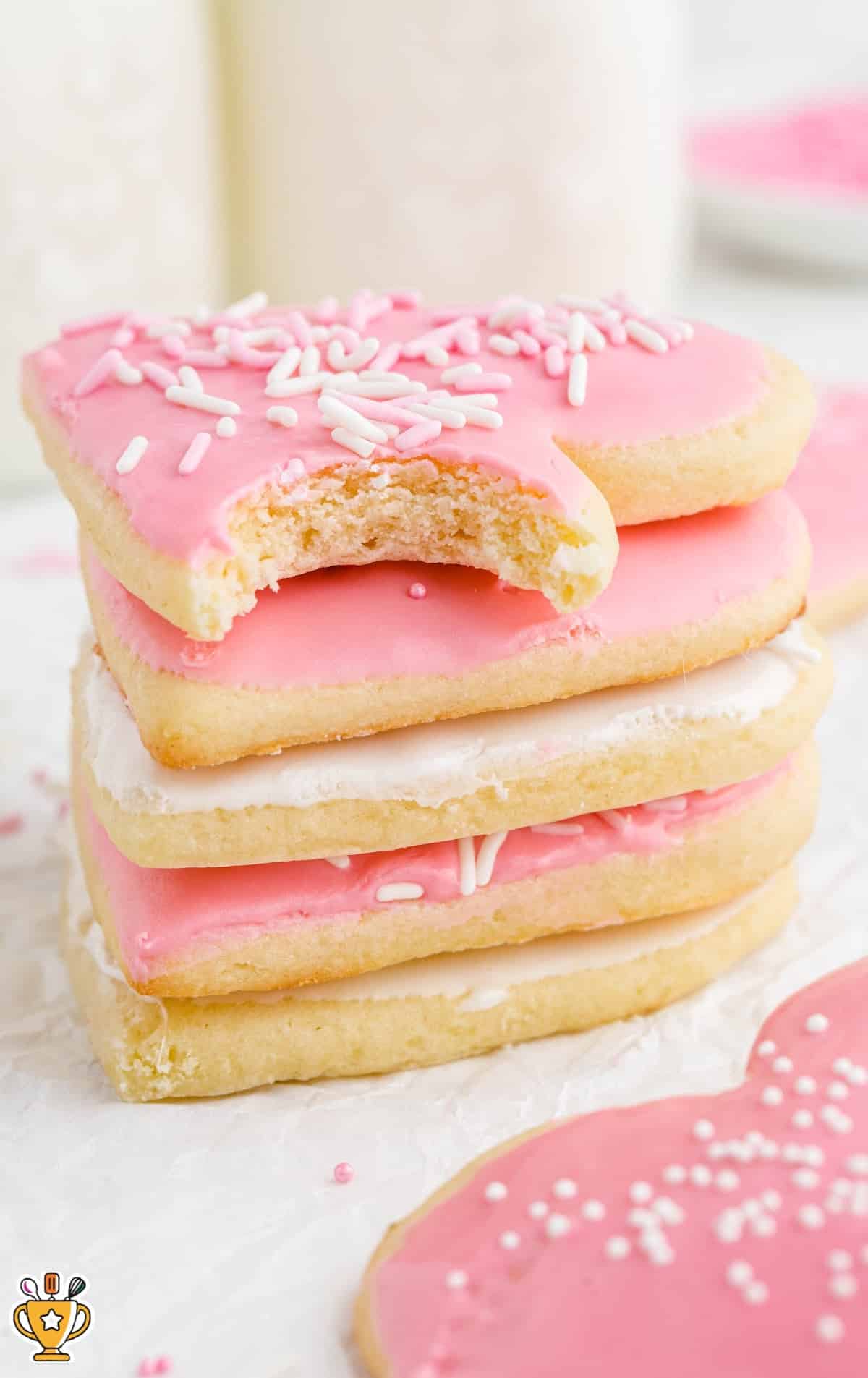 a stack of Valentine Sugar Cookies