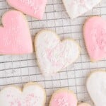 Valentine Sugar Cookies on a rack